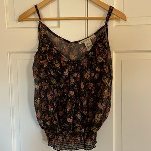 Black floral sheer tank top